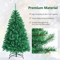 Costway 6ft Green Iridescent Tinsel Artificial Christmas Tree w/ 736 Branch Tips -Christmas Trees Sales Store unnamed file 4775