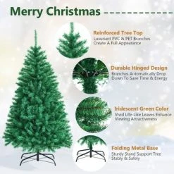 Costway 6ft Green Iridescent Tinsel Artificial Christmas Tree w/ 736 Branch Tips -Christmas Trees Sales Store unnamed file 4776