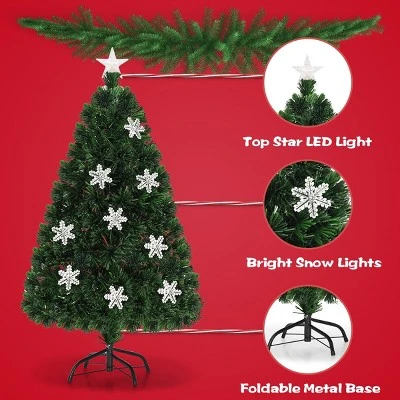 Costway 4'/5'/6'/7'Pre-Lit Fiber Optic Christmas Tree Multicolor Lights 2 Costway 4'/5'/6'/7'Pre-Lit Fiber Optic Christmas Tree Multicolor Lights - Image 2