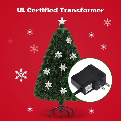 Costway 4'/5'/6'/7'Pre-Lit Fiber Optic Christmas Tree Multicolor Lights 5 Costway 4'/5'/6'/7'Pre-Lit Fiber Optic Christmas Tree Multicolor Lights - Image 5