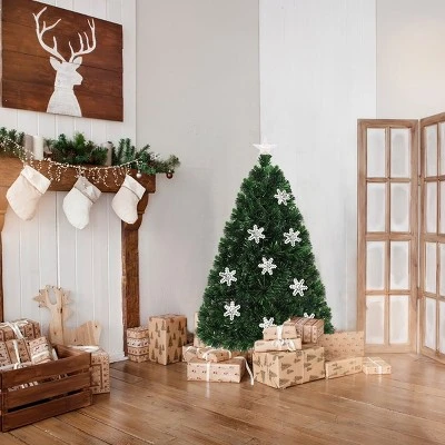 Costway 4'/5'/6'/7'Pre-Lit Fiber Optic Christmas Tree Multicolor Lights 7 Costway 4'/5'/6'/7'Pre-Lit Fiber Optic Christmas Tree Multicolor Lights - Image 7