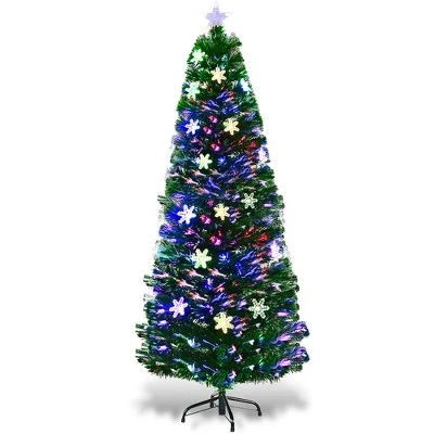 Costway 4'/5'/6'/7'Pre-Lit Fiber Optic Christmas Tree Multicolor Lights 11 Costway 4'/5'/6'/7'Pre-Lit Fiber Optic Christmas Tree Multicolor Lights - Image 11