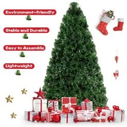 Costway 5Ft Pre-Lit Fiber Optic PVC Christmas Tree Metal Holiday -Christmas Trees Sales Store unnamed file 4807