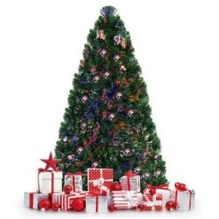 Costway 5Ft Pre-Lit Fiber Optic PVC Christmas Tree Metal Holiday -Christmas Trees Sales Store unnamed file 4812