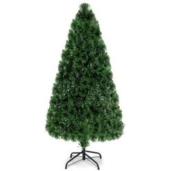 Costway 5Ft Pre-Lit Fiber Optic PVC Christmas Tree Metal Holiday -Christmas Trees Sales Store unnamed file 4813