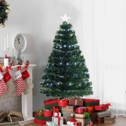 HOMCOM Artificial Christmas Tree Multi-Colored Fiber Optic LED Pre-Lit Holiday Decoration