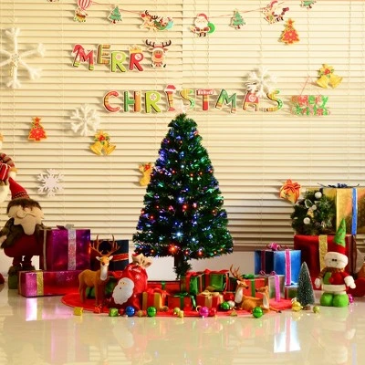 HOMCOM Artificial Christmas Tree Multi-Colored Fiber Optic LED Pre-Lit Holiday Decoration 2 HOMCOM Artificial Christmas Tree Multi-Colored Fiber Optic LED Pre-Lit Holiday Decoration - Image 2