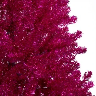 Northlight 9' Unlit Artificial Christmas Tree Metallic Pink Tinsel 2 Northlight 9' Unlit Artificial Christmas Tree Metallic Pink Tinsel - Image 2