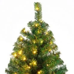 Costway 4.5Ft PVC Pre-lit Christmas Tree Hinged 200 LED Light Metal -Christmas Trees Sales Store unnamed file 4854