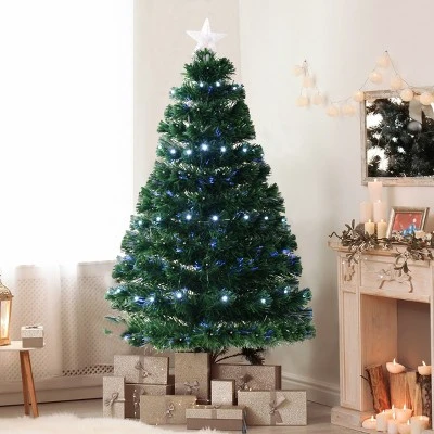HOMCOM Artificial Christmas Tree Multi-Colored Fiber Optic LED Pre-Lit Holiday Decoration 5 HOMCOM Artificial Christmas Tree Multi-Colored Fiber Optic LED Pre-Lit Holiday Decoration - Image 5