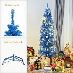 Costway 6FT Tinsel Tree Slim Pencil Christmas Tree Silver Champagne Goldblue -Christmas Trees Sales Store unnamed file 4891