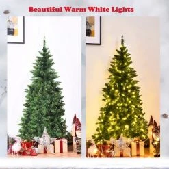Costway 5ft Pre-lit PVC Artificial Half Christmas Tree 250 LED Lights -Christmas Trees Sales Store unnamed file 4912