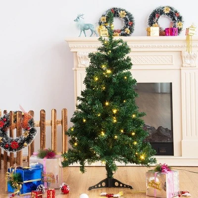 Costway 4Ft Pre-Lit Charlie Pine Christmas Tree Plastic Led Lights 2 Costway 4Ft Pre-Lit Charlie Pine Christmas Tree Plastic Led Lights - Image 2