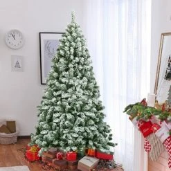 Costway 6FT Snow Flocked Artificial Christmas Tree Hinged w/928 Tips and Foldable Base -Christmas Trees Sales Store unnamed file 4929