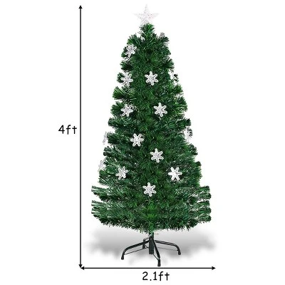 Costway Pre-Lit Fiber Optic Christmas Tree Multicolor Lights 4FT 2 Costway Pre-Lit Fiber Optic Christmas Tree Multicolor Lights 4FT - Image 2