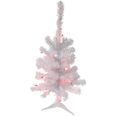 Northlight 2' Pre-Lit Woodbury White Pine Slim Artificial Christmas Tree, Pink Lights 1 Northlight 2' Pre-Lit Woodbury White Pine Slim Artificial Christmas Tree, Pink Lights