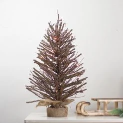 Northlight 2' Prelit Artificial Christmas Tree Warsaw Twig in Burlap Base - Clear Lights