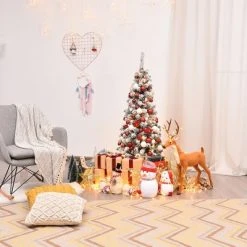 Costway 4.5Ft Unlit Hinged Snow Flocked Artificial Pencil Christmas Tree w/ 242 Branch 17 Costway 4.5Ft Unlit Hinged Snow Flocked Artificial Pencil Christmas Tree w/ 242 Branch -Christmas Trees Sales Store unnamed file 4970