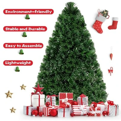 Costway Pre-Lit Fiber Optic Artificial PVC Christmas Tree Metal 4Ft 2 Costway Pre-Lit Fiber Optic Artificial PVC Christmas Tree Metal 4Ft - Image 2