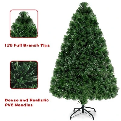 Costway Pre-Lit Fiber Optic Artificial PVC Christmas Tree Metal 4Ft 4 Costway Pre-Lit Fiber Optic Artificial PVC Christmas Tree Metal 4Ft - Image 4
