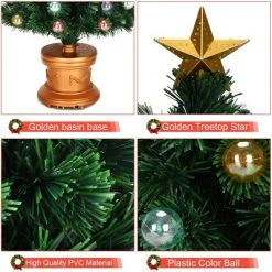 Costway 4Ft Pre-Lit Fiber Optical Firework Christmas Tree Gold Top Star -Christmas Trees Sales Store unnamed file 4986