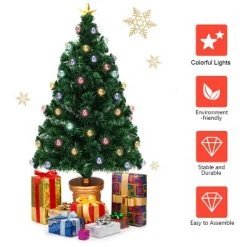 Costway 4Ft Pre-Lit Fiber Optical Firework Christmas Tree Gold Top Star -Christmas Trees Sales Store unnamed file 4989