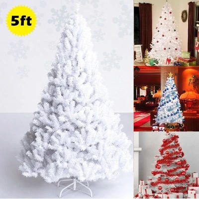 Costway 5Ft Artificial PVC Christmas Tree W/Stand Holiday Season Indoor Outdoor White 2 Costway 5Ft Artificial PVC Christmas Tree W/Stand Holiday Season Indoor Outdoor White - Image 2