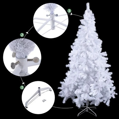 Costway 5Ft Artificial PVC Christmas Tree W/Stand Holiday Season Indoor Outdoor White 4 Costway 5Ft Artificial PVC Christmas Tree W/Stand Holiday Season Indoor Outdoor White - Image 4