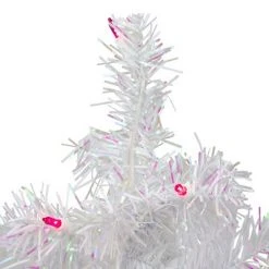 Northlight 2' Pre-lit White Iridescent Pine Artificial Christmas Tree - Pink Lights