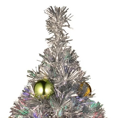 National Tree Company Fireworks 32-Inch Fiber Optic Tinsel Artificial Christmas Tree Holiday Tree Decoration with 18 Shiny Ornament Balls, Silver 3 National Tree Company Fireworks 32-Inch Fiber Optic Tinsel Artificial Christmas Tree Holiday Tree Decoration with 18 Shiny Ornament Balls, Silver - Image 3