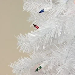 Northlight 2' Prelit Artificial Christmas Tree Slim White Tinsel - Multi-Color Lights