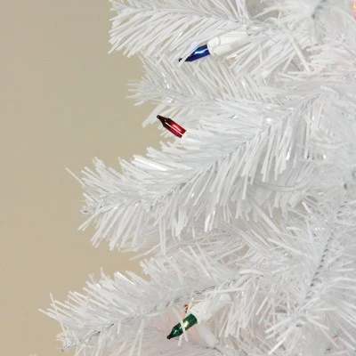 Northlight 2' Prelit Artificial Christmas Tree Slim White Tinsel - Multi-Color Lights 1 Northlight 2' Prelit Artificial Christmas Tree Slim White Tinsel - Multi-Color Lights