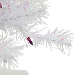 Northlight 2' Pre-lit Rockport White Pine Artificial Christmas Tree, Purple Lights