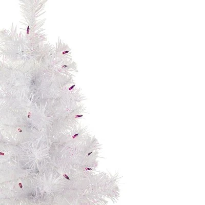 Northlight 2' Pre-lit Rockport White Pine Artificial Christmas Tree, Purple Lights 3 Northlight 2' Pre-lit Rockport White Pine Artificial Christmas Tree, Purple Lights - Image 3