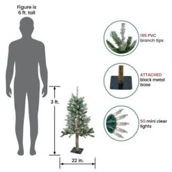 Northlight 3' Pre-Lit Flocked Alpine Artificial Christmas Tree - Clear Lights