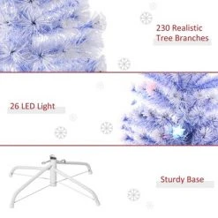 HOMCOM Pre-Lit Douglas Fir Artificial Christmas Tree with 230 Tips, 26 Fiber Optic Lights, White/Blue -Christmas Trees Sales Store unnamed file 508