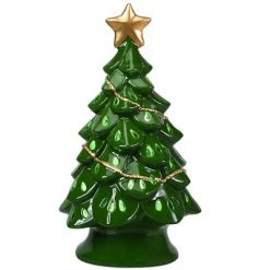 Costway 11.5''Pre-Lit Ceramic Christmas Tree Tabletop Lights Green