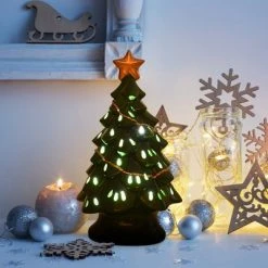 Costway 11.5''Pre-Lit Ceramic Christmas Tree Tabletop Lights Green -Christmas Trees Sales Store unnamed file 5085