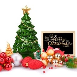 Costway 11.5''Pre-Lit Ceramic Christmas Tree Tabletop Lights Green -Christmas Trees Sales Store unnamed file 5086