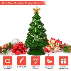 Costway 11.5''Pre-Lit Ceramic Christmas Tree Tabletop Lights Green -Christmas Trees Sales Store unnamed file 5090
