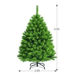 Costway 4.5ft Snow Flocked Hinged Artificial Christmas Tree w/ Metal Stand Green -Christmas Trees Sales Store unnamed file 5098