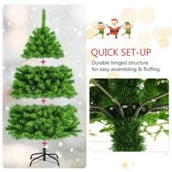 Costway 4.5ft Snow Flocked Hinged Artificial Christmas Tree w/ Metal Stand Green -Christmas Trees Sales Store unnamed file 5103
