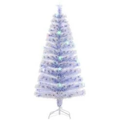 HOMCOM Pre-Lit Douglas Fir Artificial Christmas Tree with 230 Tips, 26 Fiber Optic Lights, White/Blue -Christmas Trees Sales Store unnamed file 511