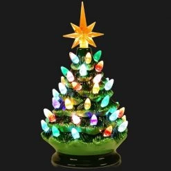 Costway 9.5''Pre-lit Hand-Painted Ceramic Tabletop Christmas Tree Green -Christmas Trees Sales Store unnamed file 5124
