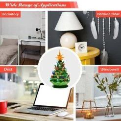 Costway 9.5''Pre-lit Hand-Painted Ceramic Tabletop Christmas Tree Green -Christmas Trees Sales Store unnamed file 5126