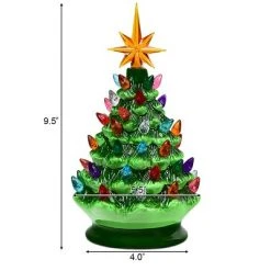 Costway 9.5''Pre-lit Hand-Painted Ceramic Tabletop Christmas Tree Green -Christmas Trees Sales Store unnamed file 5127