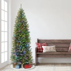 7.5ft Puleo Pre-Lit Slim Fraser Fir Artificial Christmas Tree Clear Lights