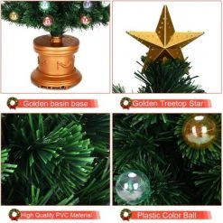 Costway 3Ft Pre-Lit Fiber Optical Firework Christmas Tree Gold Top Star -Christmas Trees Sales Store unnamed file 5152