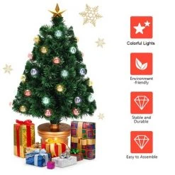 Costway 3Ft Pre-Lit Fiber Optical Firework Christmas Tree Gold Top Star -Christmas Trees Sales Store unnamed file 5155