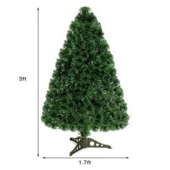 Costway 3Ft Pre-Lit Fiber Optic PVC Christmas Tree Tabletop Plastic
